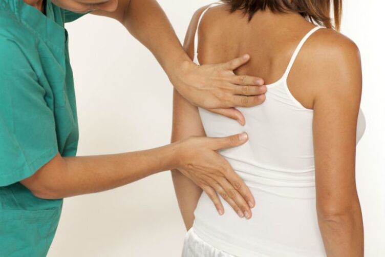 examination of the back for pain below the left shoulder blade